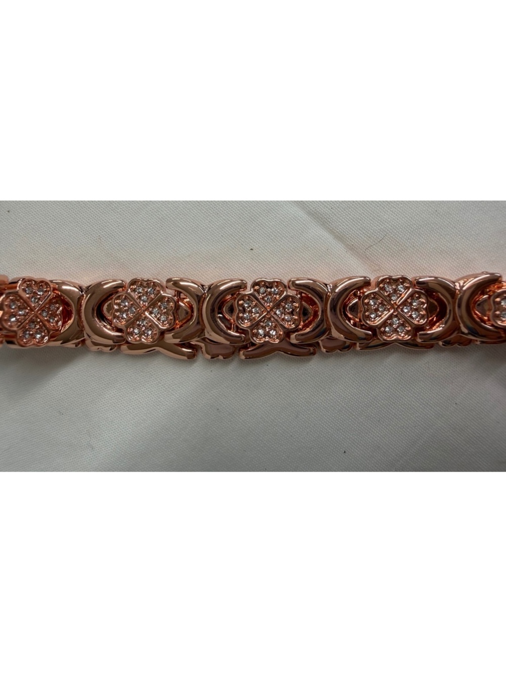 Cigmag Copper Magnetic Therapy Bracelet Rose Gold Clover Crystal Adjustable